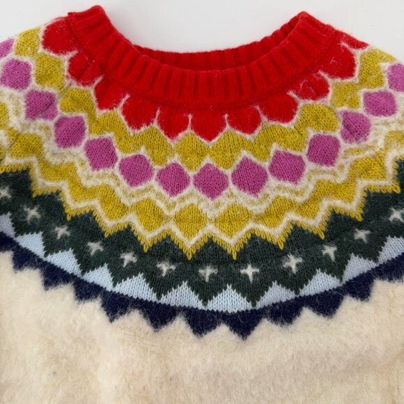 Hanna Andersson Girls Fair Isle Knit Sweater Red Multicolor Size US 4 - Picture 2 of 5